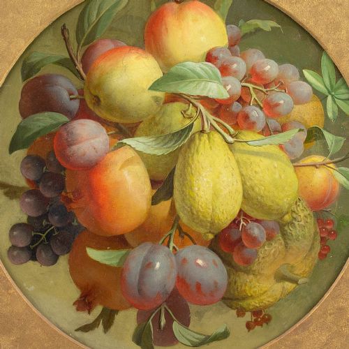 fig 2. Early 19th-Century Continental Still Life With Fruit - Antique Oil Painting 