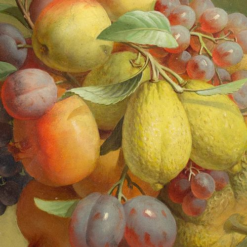 fig 4. Early 19th-Century Continental Still Life With Fruit - Antique Oil Painting 