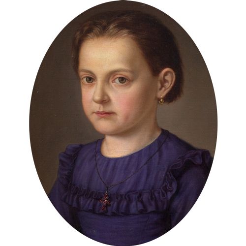fig 1. Late 19th-Century Danish School Portrait Of A Girl - Antique Oil Painting 