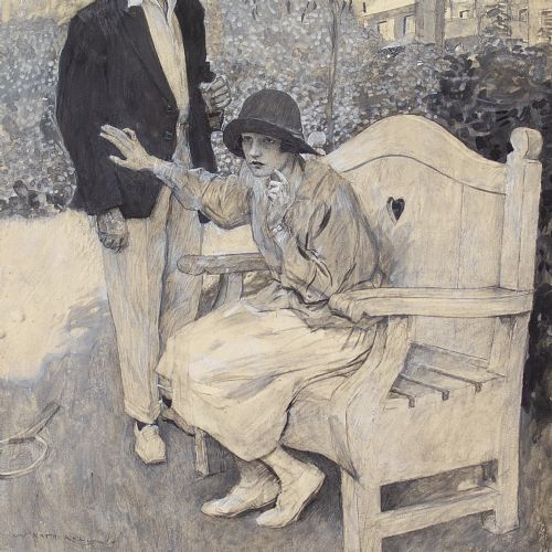 fig 1. William Hatherell, The Man On The Spot - Antique Watercolour