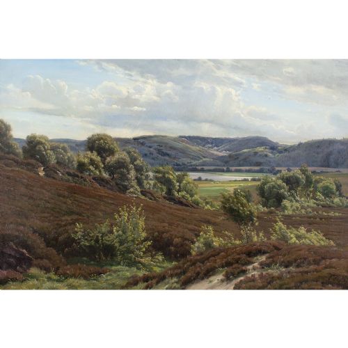 fig 1. Johannes Boesen, Landscape With Lake - Antique Oil Painting