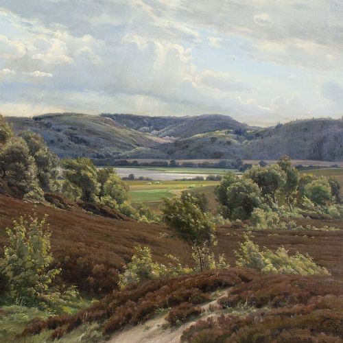 fig 2. Johannes Boesen, Landscape With Lake - Antique Oil Painting