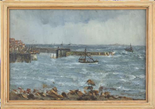 Christine Hansen, Storm Firth of Forth - Antique Oil Painting
