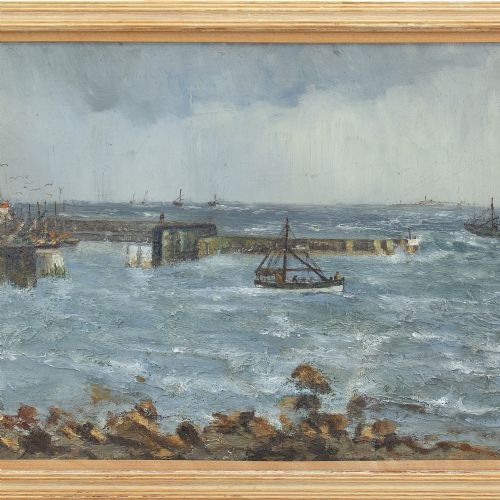 fig 2. Christine Hansen, Storm Firth Of Forth - Antique Oil Painting