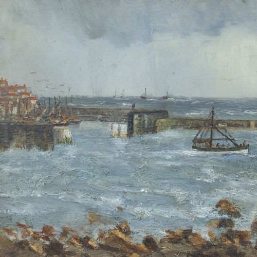 fig 3. Christine Hansen, Storm Firth Of Forth - Antique Oil Painting