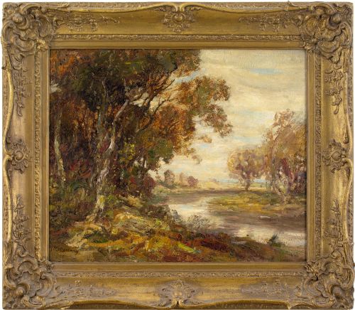 William Mouncey, River Landscape - Antique Oil Painting