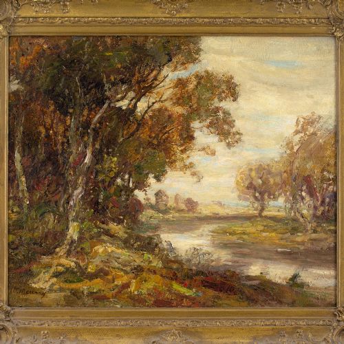 fig 2. William Mouncey, River Landscape - Antique Oil Painting