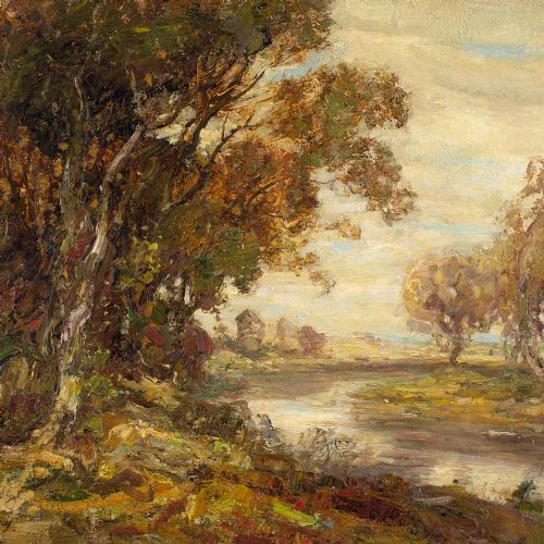 fig 3. William Mouncey, River Landscape - Antique Oil Painting