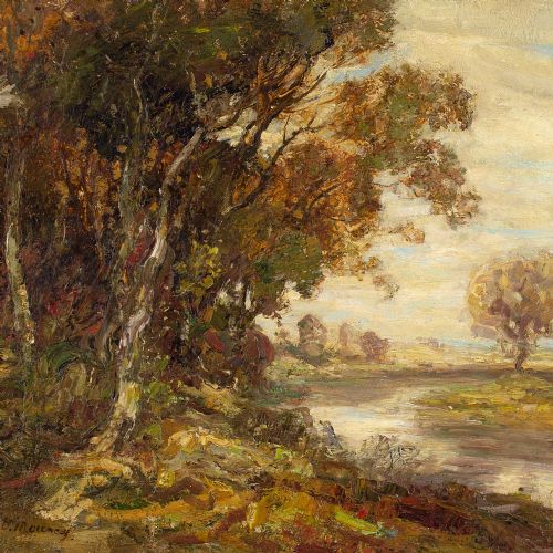 fig 4. William Mouncey, River Landscape - Antique Oil Painting