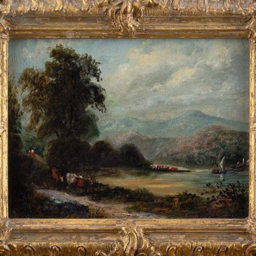fig 2. 19th-Century English School, Oil Study With Cattle Drovers - Antique Oil Painting