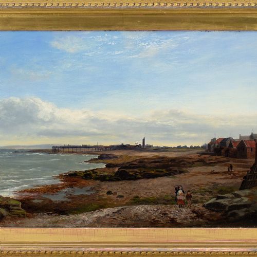 fig 2. William Beattie Brown RSA, Brisk Coastal Landscape With Faggot Gatherers - Antique Oil Painting