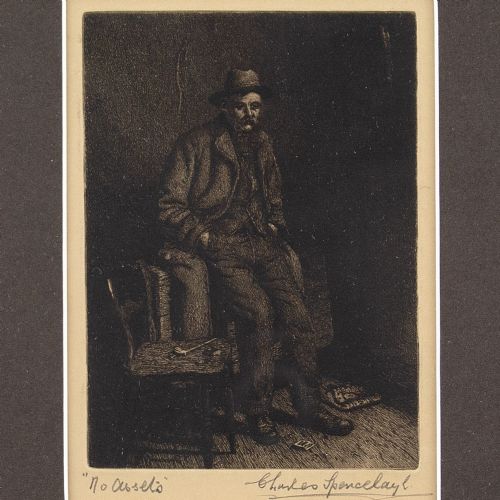 fig 1. Charles Spencelayh, No Assets - Vintage Etching 