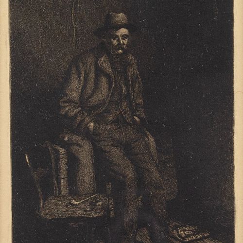 fig 2. Charles Spencelayh, No Assets - Vintage Etching 