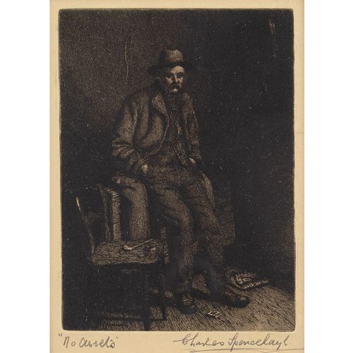 fig 5. Charles Spencelayh, No Assets - Vintage Etching 