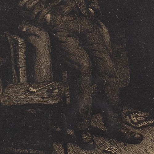 fig 6. Charles Spencelayh, No Assets - Vintage Etching 