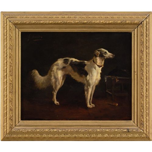 Achim Von Arnim-bärwalde, Borzoi - Antique Oil Painting