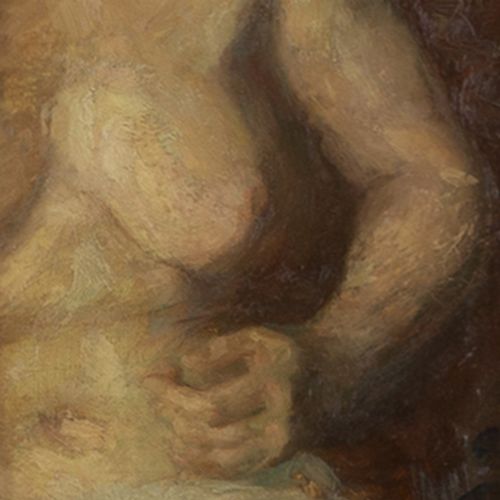 fig 1. Julius Paulsen, At Bedtime -  Large Antique Oil Painting 