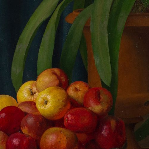 fig 2. Helene Krebs, Still Life With Apples & Fish - Large Antique Oil Painting