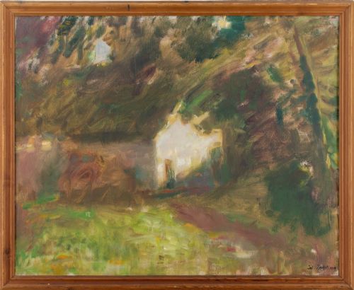 Julius Paulsen, Wooded Landscape with Cottage - Vintage Oil Painting