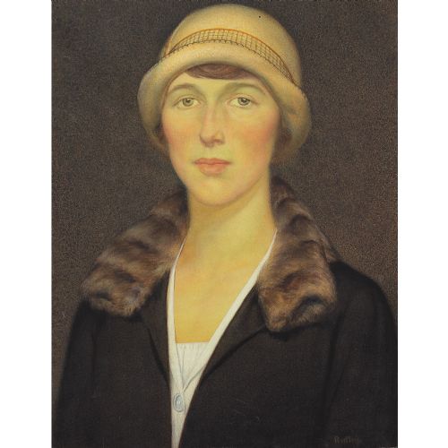 fig 1. Edward Ridley, 1920s Portrait Of A Woman - Antique Watercolour