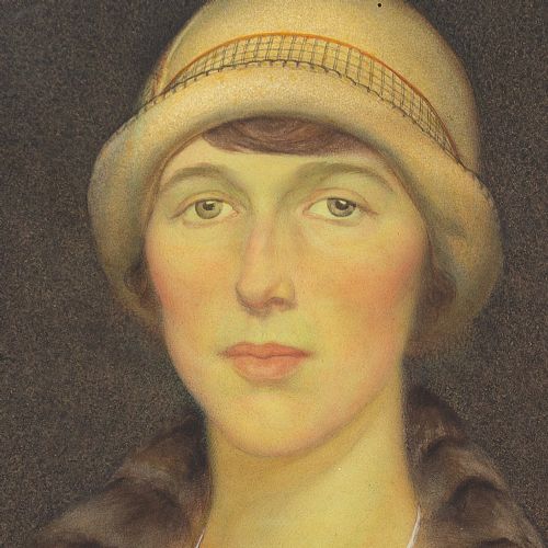 fig 3. Edward Ridley, 1920s Portrait Of A Woman - Antique Watercolour