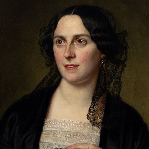 fig 2. Julius Schoppe, Portrait Of A Lady - Antique Oil Painting