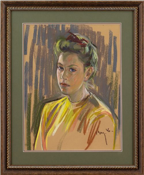 20th-century Swedish School, Portrait of a Woman - Vintage Pastel