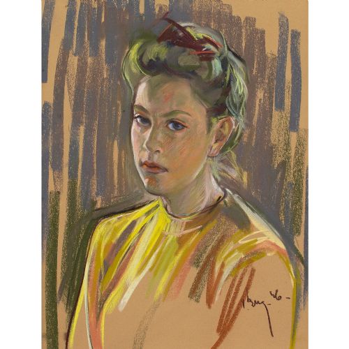 fig 1. 20th-Century Swedish School, Portrait Of A Woman - Vintage Pastel