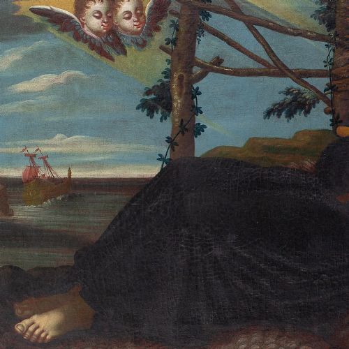 fig 1. 17th-Century, Diego De Borgraf (Circle), The Death Of St Francis Xavier - Antique Oil Painting