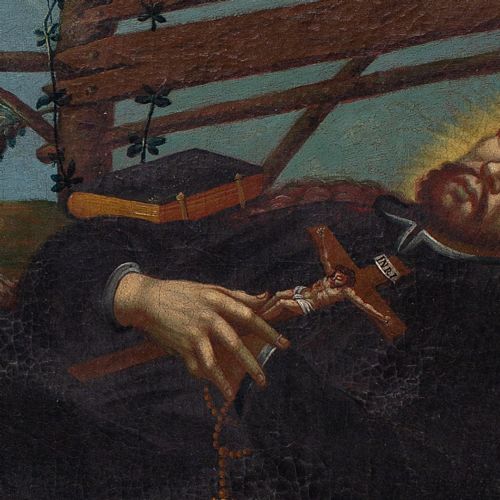 fig 2. 17th-Century, Diego De Borgraf (Circle), The Death Of St Francis Xavier - Antique Oil Painting