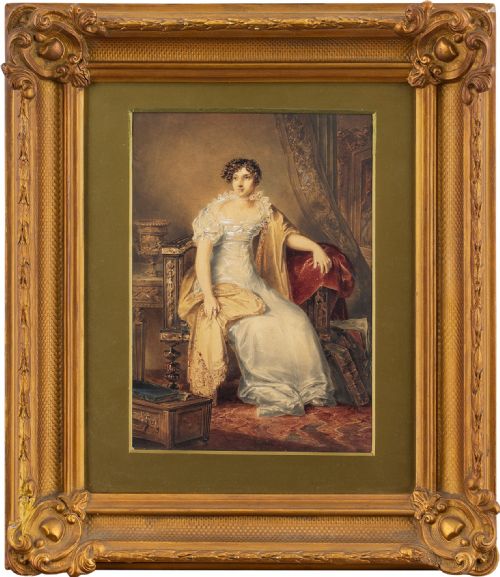 James Stephanoff, Portrait of Miss Smernove - Antique Watercolour