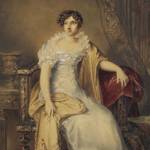 fig 1. James Stephanoff, Portrait Of Miss Smernove - Antique Watercolour