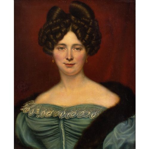 fig 1. Cornelis Cels, Portrait Of Henriette Cornelia Biben - Antique Oil Painting