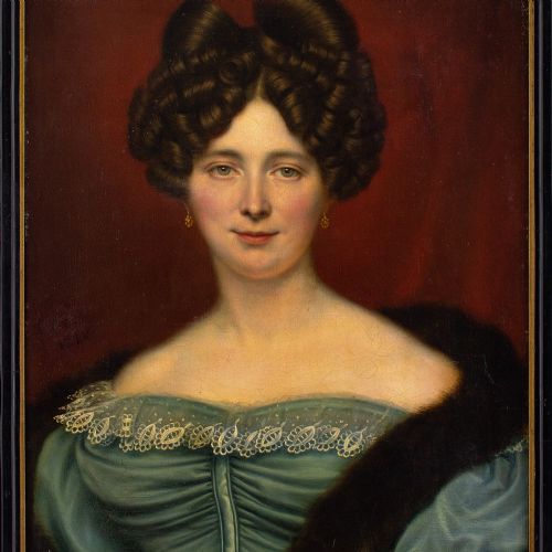 fig 2. Cornelis Cels, Portrait Of Henriette Cornelia Biben - Antique Oil Painting