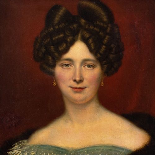 fig 3. Cornelis Cels, Portrait Of Henriette Cornelia Biben - Antique Oil Painting