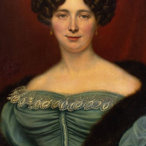 fig 4. Cornelis Cels, Portrait Of Henriette Cornelia Biben - Antique Oil Painting