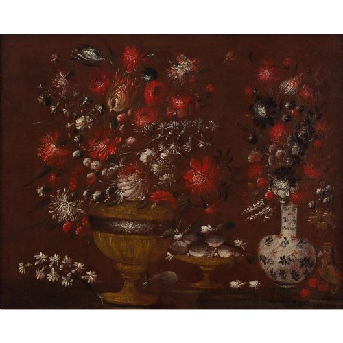 fig 1. 17th-Century Italian School Still Life With Flowers - Antique Oil Painting