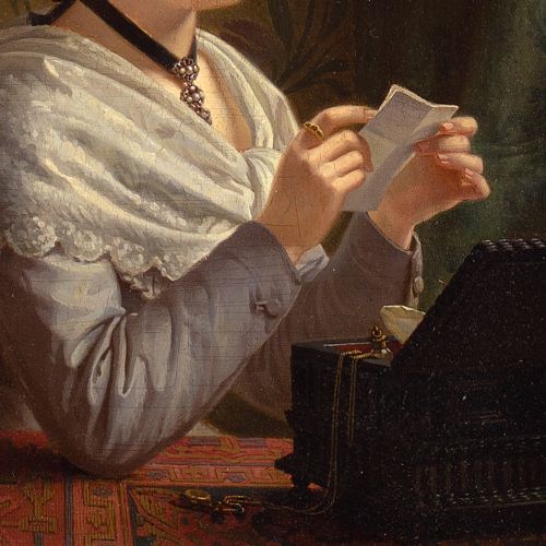 fig 4. Heinrich Spiess, The Love Letter - Antique Oil Painting