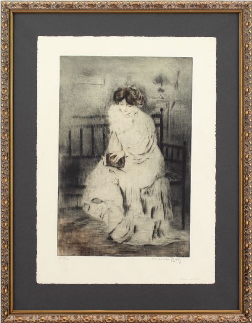 Manuel Robbe, Meditated Reading - Drypoint Etching with Aquatint
