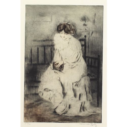 fig 1. Manuel Robbe, Meditated Reading - Drypoint Etching with Aquatint