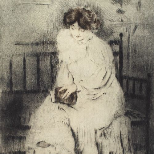 fig 3. Manuel Robbe, Meditated Reading - Drypoint Etching with Aquatint