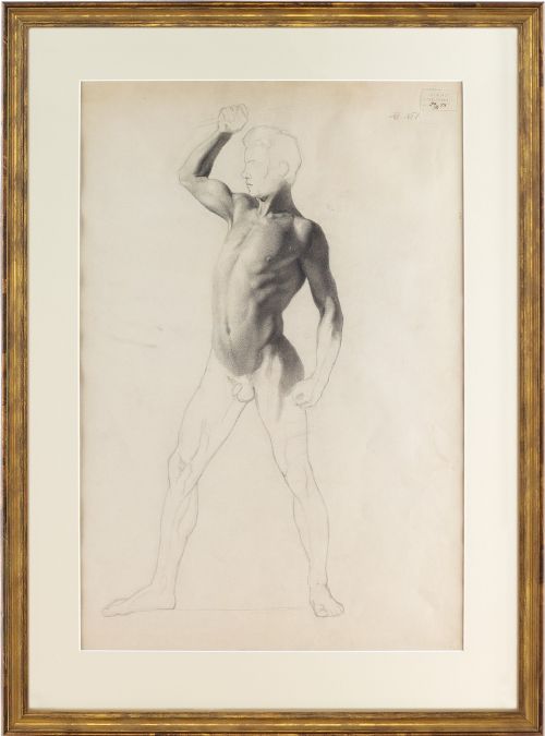 Emmery Rondahl, Study of a Male Nude - Antique Drawing