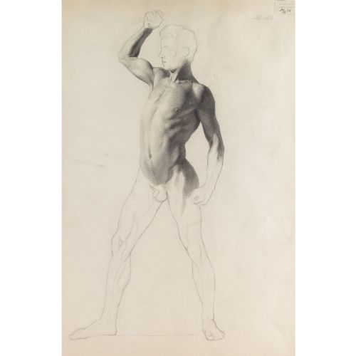 fig 1. Emmery Rondahl, Study Of A Male Nude - Antique Drawing