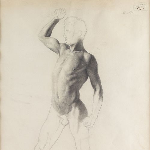 fig 2. Emmery Rondahl, Study Of A Male Nude - Antique Drawing