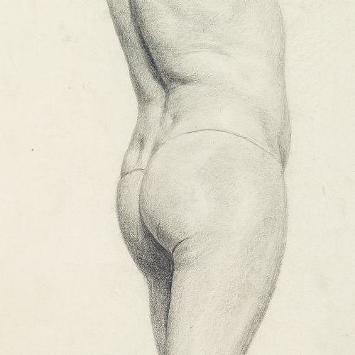 fig 1. Christian Landenberger, Nude Study Of A Man - Antique Drawing