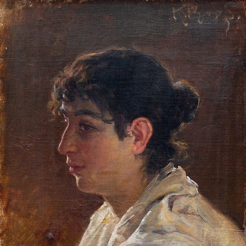 fig 1. Early 20th-Century, Portrait Of A Woman - Antique Oil Painting