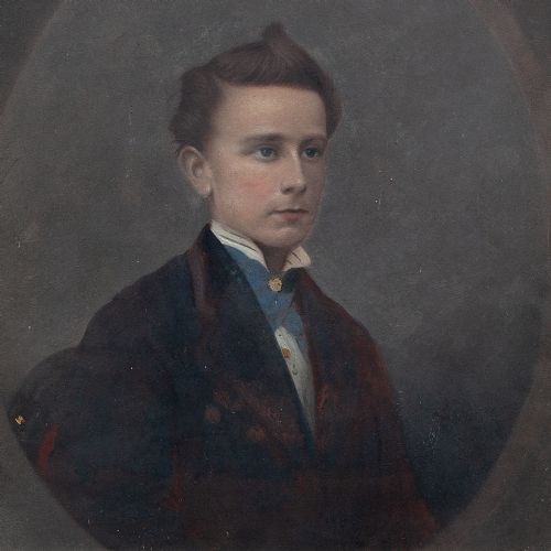 fig 1. 19th-Century Portrait Of Alfred Little Couch RN - Antique Pastel