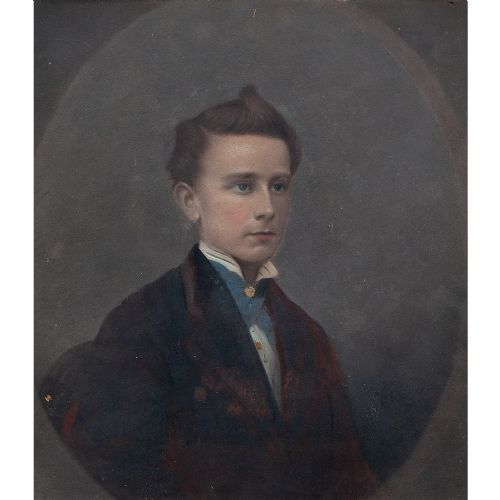 fig 4. 19th-Century Portrait Of Alfred Little Couch RN - Antique Pastel