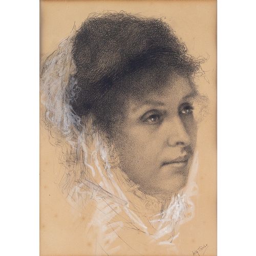 fig 1. Willy Thiriar, Head Study Of A Woman - Vintage Drawing