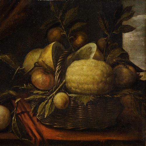 fig 1. 17th-Century Italian School Still Life With Fruit & Vegetables - Antique Oil Painting